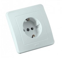 Розетка скрытой установки, одноместная, с заземляющим контактом, цвет белый  РС16-311  HEGEL