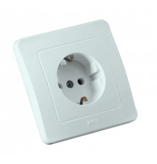 Розетка скрытой установки, одноместная, с заземляющим контактом, цвет белый  РС16-311  HEGEL