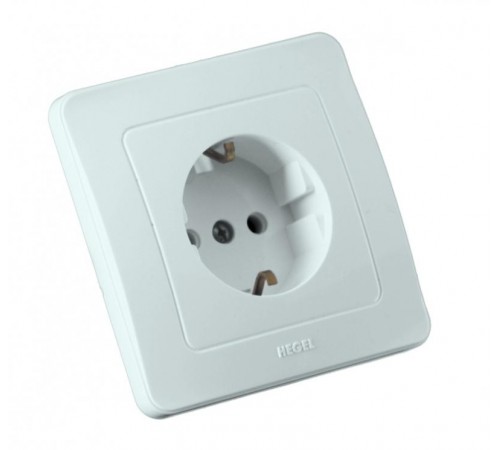 Розетка скрытой установки, одноместная, с заземляющим контактом, цвет белый  РС16-311  HEGEL