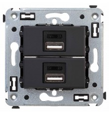 USB зарядное устройство в стену, "Avanti", "Черный матовый"  4412543  DKC
