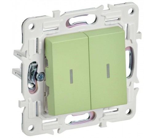SKANDY Выключатель 2-клавишный проходной с индикацией 10А SK-V10M мятный  SK-V22-1-10-K06  IEK