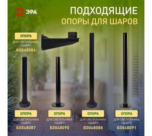 Светильник садово-парковый НТУ 01-60-202 без опоры, шар прозрачный D=200 mm  Б0048047  ЭРА