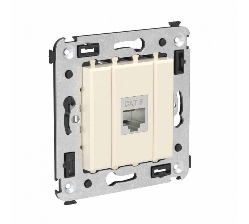 Компьютерная розетка RJ-45 без шторки в стену, кат.6 одинарная экранированная, "Avanti", "Ванильная дымка"  4405793  DKC