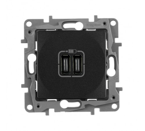 Зарядное устройство USB тип С / тип С - Legrand Etika - 3000мА 15Вт - антрацит  672635  Legrand