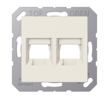 Kрышка для 2-х разъемов; без видимого винта; подпружиненная шторка; термопласт; слоновая кость A1569-2AT Jung