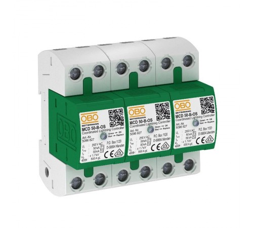 Устройства защиты от импульсных перенапряжений УЗИП для силовых сетей 3 пол. (Класс I), 255 В (MCD 50-B 3-OS)  5096835  OBO Bettermann