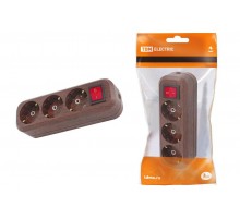 Колодка розеточная 3 гнезда 2П+3 с выключателем16А 250В "Эко" (бук)   SQ1806-0063  TDM