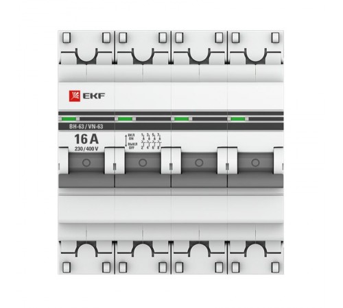 Выключатель нагрузки модульный ВН-63, 4P 16А EKF PROxima  SL63-4-16-pro  EKF (замена - S63416)