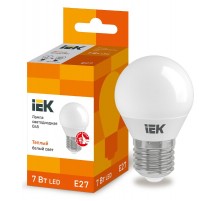 Лампа светодиодная LED 7Вт Е27 220В 3000К G45 шар  LLE-G45-7-230-30-E27  IEK