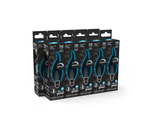 Лампа светодиодная LED 5Вт E14 220В 4100К свеча на ветру, диммируемая  104801205-D  Gauss