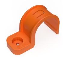 Крепеж-скоба пластиковая односторонняя для прямого монтажа  атмосферостойкая оранжевая в п/э d32 мм (25шт/375шт уп/кор)  PR13.1188  Промрукав