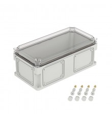 Корпус пластиковый RAM box IP67 400х200х160 мм (высота крышки 35) стенка с выбивными фланцами прозрачная крышка  542311  DKC