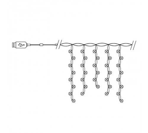 Гирлянда "бахрома с шариками" USB 200 LED мульти, длина 3*0,8м, IP20, сетевой шнур 2м в комплекте , CL592  41643  FERON