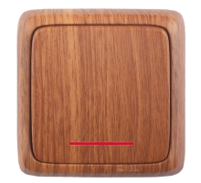 Выключатель открытой установки, одноклавишный, с индикацией, с изолирующей пластиной, цвет дуб  ВА10-114-05  HEGEL