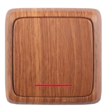 Выключатель открытой установки, одноклавишный, с индикацией, с изолирующей пластиной, цвет дуб  ВА10-114-05  HEGEL