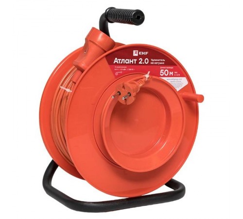 Удлинитель на катушке "Атлант 2.0" 1 гнездо 50м без заземления ПВС 2*0,75 6А/1,3кВт PROxima  UKA02-06-275-1-50  EKF