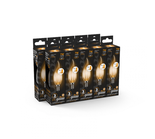 Лампа светодиодная Black LED Filament Свеча на ветру E14 7W 550lm 2700K step dimmable  104801107-S  Gauss