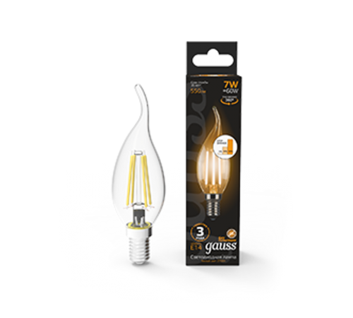 Лампа светодиодная Black LED Filament Свеча на ветру E14 7W 550lm 2700K step dimmable  104801107-S  Gauss