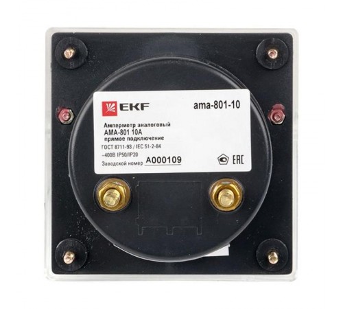 Амперметр AM-A801 аналоговый на панель 80х80 (круглый вырез) 10А прямое подключение EKF PROxima  ama-801-10  EKF