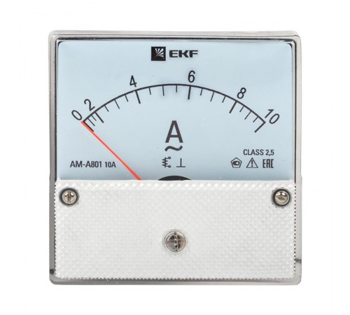 Амперметр AM-A801 аналоговый на панель 80х80 (круглый вырез) 10А прямое подключение EKF PROxima  ama-801-10  EKF