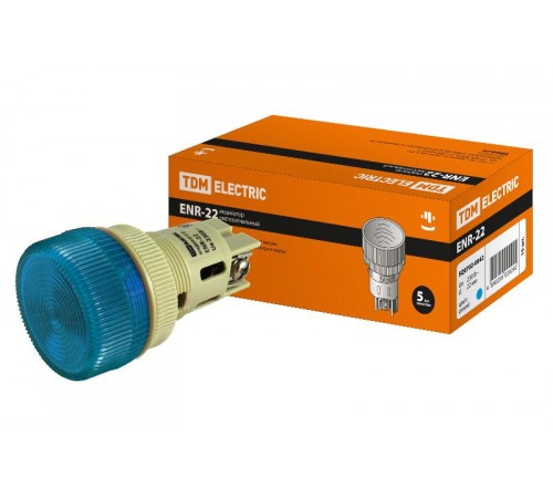 Лампа ENR-22 сигнальная d22мм синий неон/230В цилиндр   SQ0702-0042  TDM