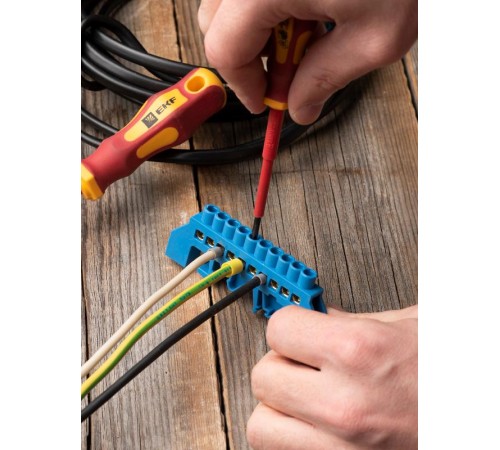 Шина "0" N 63.10 нейлоновый корпус на DIN-рейку (латунь) синий EKF PROxima  sn0-63-10-dn  EKF