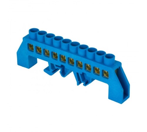 Шина "0" N 63.10 нейлоновый корпус на DIN-рейку (латунь) синий EKF PROxima  sn0-63-10-dn  EKF