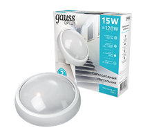 Светильник светодиодный пылевлагозащищенный для ЖКХ IP54 D175*76 15W 1220lm 4000K Qplus круглый 1/30  141411215  Gauss