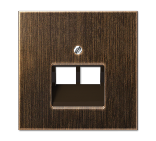 Крышка для двойных телефонных и компьютерных розеток (UAE), фиксация винтом; металл; латунь antik; Messing  ME2969-2UAAT  Jung