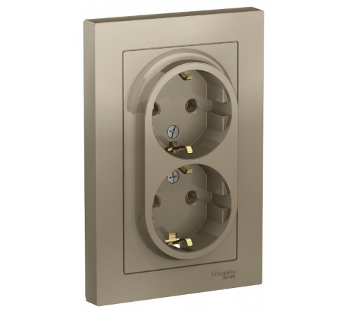 AtlasDesign Шампань Розетка 2-ая с заземлением, 16А, (в сборе с рамкой)  ATN000524  SE