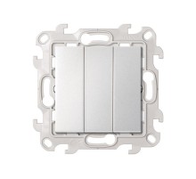 Трехклавишный выключатель 10AX 250В цвета алюминий S24 Harmonie  2450391-033  Simon