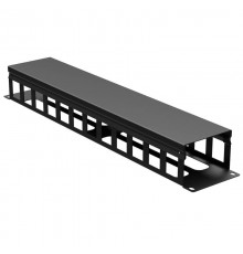 Кабельный органайзер с крышкой и отверстиями 2U, глубина 60 мм, для 19" IT-корпусов ДКС серии STI/CQE, RAL9005  R5CPF1962HEB  DKC