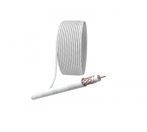 ЭРА Кабель коаксиальный RG-6U, 75 Ом, Cu/(оплётка Cu 64%), PVC, цвет белый, бухта 100 м  Б0044603  ЭРА
