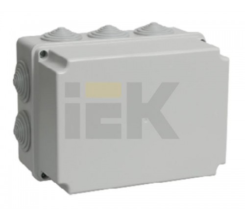 Коробка распределительная КМ41245 для о/п 190х140х120 мм IP44 (RAL7035, 10 гермовводов)  UKO10-190-140-120-K41-44  IEK