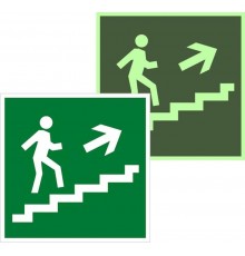 Знак эвакуационный E 15 "Направление к эвакуационному выходу по лестнице вверх" 200х200 мм  an-e-15-f  EKF