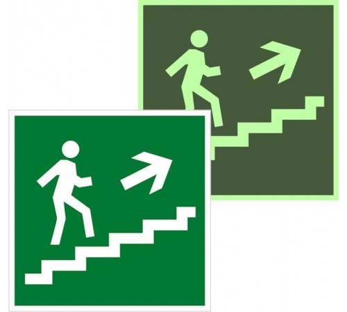 Знак эвакуационный E 15 "Направление к эвакуационному выходу по лестнице вверх" 200х200 мм  an-e-15-f  EKF
