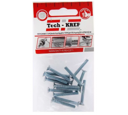Винт DIN965 с потайной головкой оцинк. М4х30 (15 шт) - пакет ( 0,044 кг)  102990  Tech-KREP