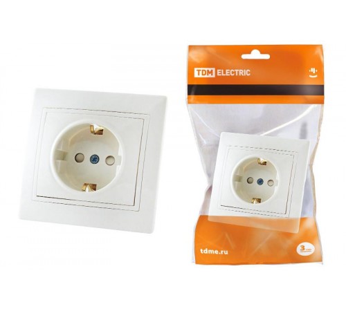 Розетка 2П+З с защ. шт. 16А 250В белая "Таймыр"   SQ1814-0016  TDM