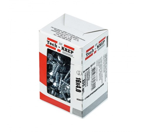 Саморезы универсальные 16х4,0 мм (200 шт) оцинкованные - коробка с окном ( 0,209 кг)  102177  Tech-KREP