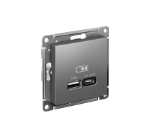 AtlasDesign Сталь USB Розетка A + тип-C 45W высокоскоростной заряд QC PD  ATN000929  SE