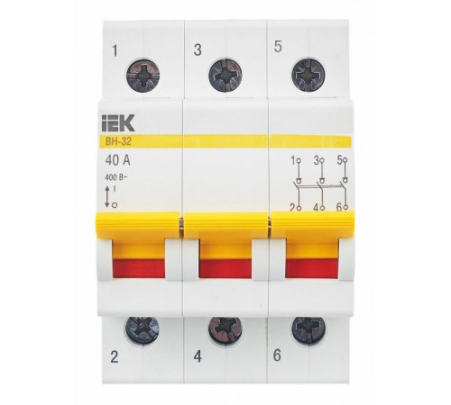 Выключатель нагрузки модульный (мини-рубильник) ВН-32 3Р 40А  MNV10-3-040  IEK