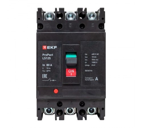 Выключатель автоматический LS125 18кА 3P 80А ProPact  mccb-125-18-3-80-ls  EKF