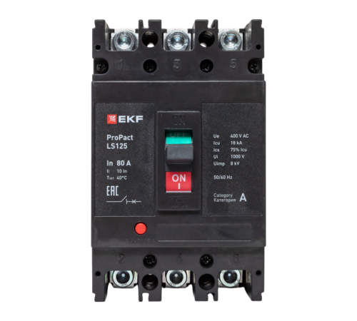 Выключатель автоматический LS125 18кА 3P 80А ProPact  mccb-125-18-3-80-ls  EKF