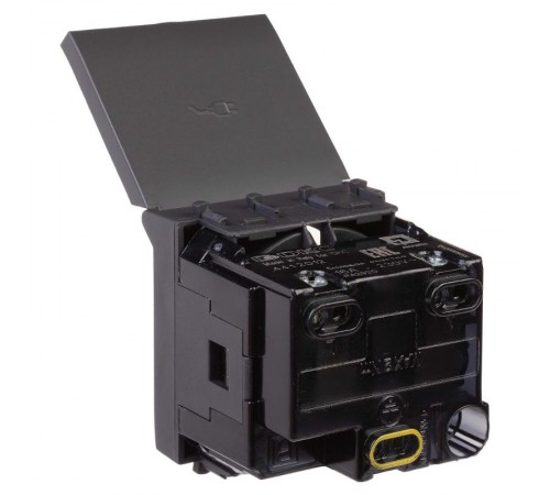 Розетка с крышкой модульная, 2P+E, с з/ш, "Avanti", "Черный матовый", 2модуля  4412012  DKC