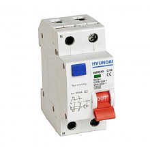 Выключатель автоматический дифференциального тока HIRO40 1NG2S0000C 00006C 1 полюс + нейтр., 6A, ток к.з. 4.5kA,10mA  13.06.000066  HYUNDAI