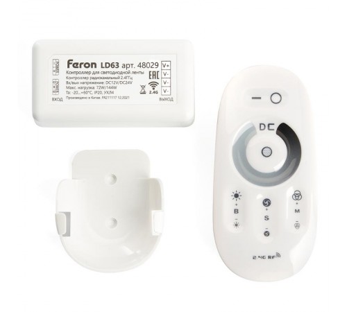 Контроллер диммер для светодиодной ленты с П/У белый, 12-24V, LD62  48029  FERON