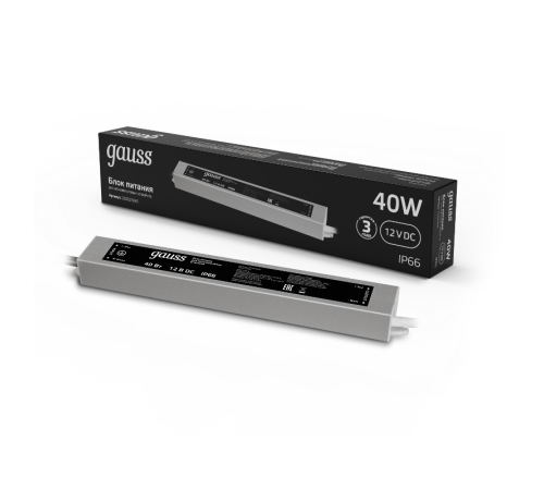 Блок питания для светодиодной ленты пылевлагозащищенный 40W 12V IP66  202023040  Gauss