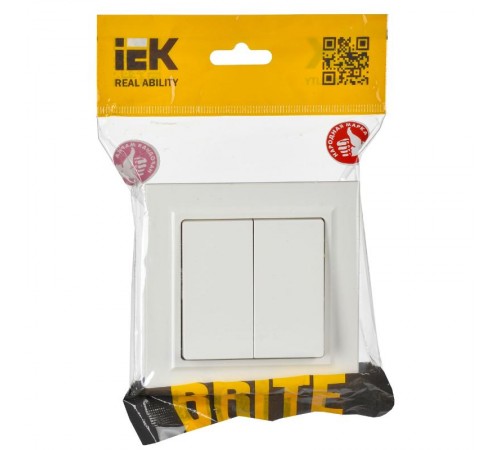 BRITE Выключатель 2-клавишный проходной 10А ВС10-2-6-БрБ белый  BR-V22-0-10-K01  IEK