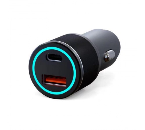 Автомобильное зарядное устройство c двумя портами (USB-C + USB-A) c LED-подсветкой, 48Вт  18-2230-5  REXANT