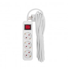 Удлинитель STANDARD 3 гнезда, 5м, 3х1,0мм, с/з, с выключателем, белый  13-4014  REXANT